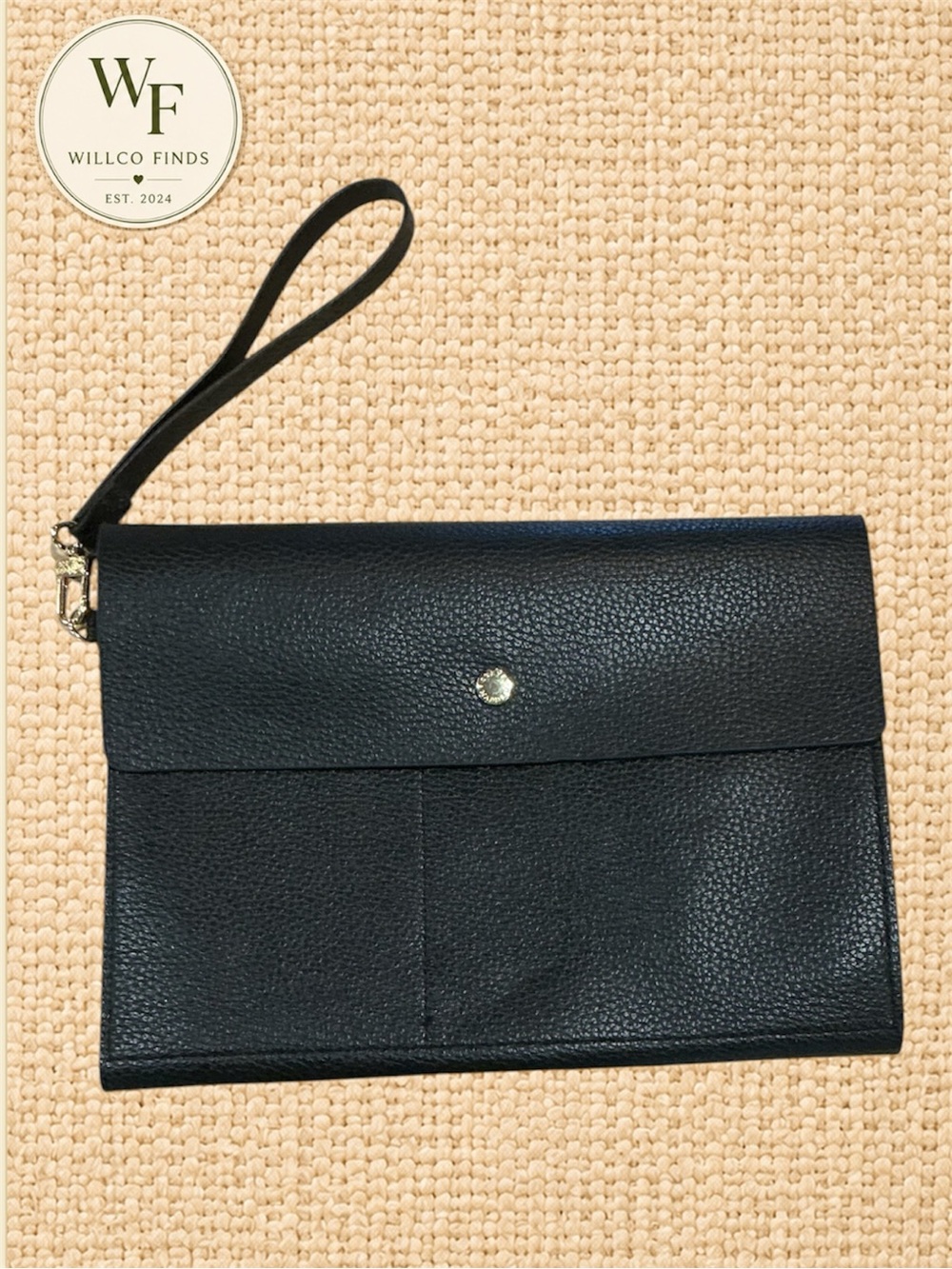 Steve Madden Black Pebbled Tech Organizer Wristlet Travel Wallet